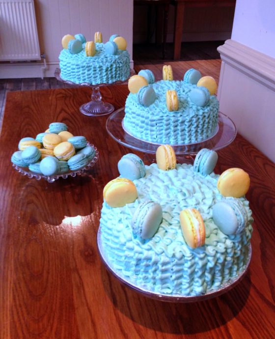 Lemon and Blueberry Ruffle Macaron Cake