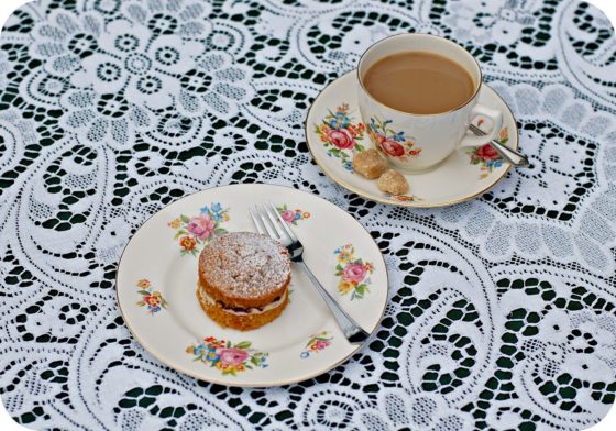 Mini coffee, almond and blackcurrant cakes