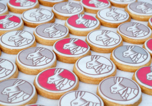 Corporate White Rabbit iced biscuits
